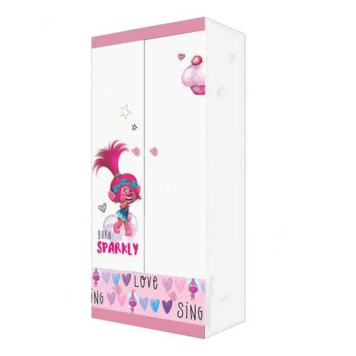 Детский шкаф двухсекционный Polini kids Fun 890 Тролли, розовый в Лером