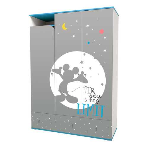 Детский шкаф трехсекционный Polini Disney baby Микки Маус с ящиками, белый-серый в Лером